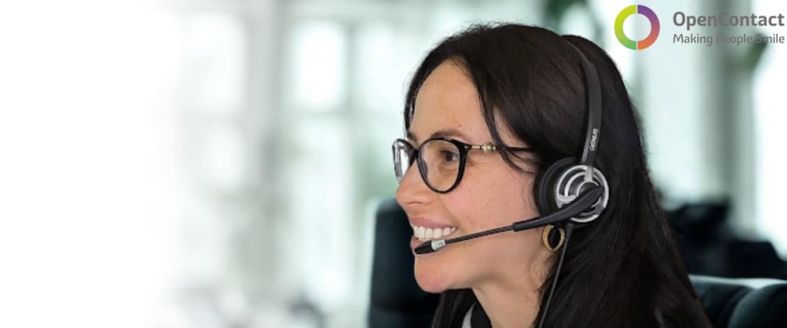 Smiling customer service agent with headset