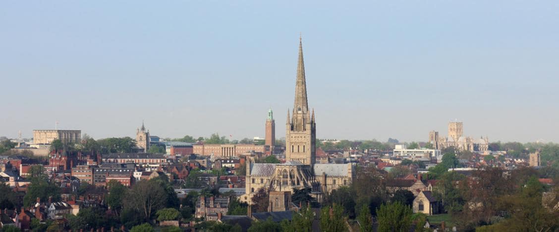 Cityscape with cathedral and historic buildings