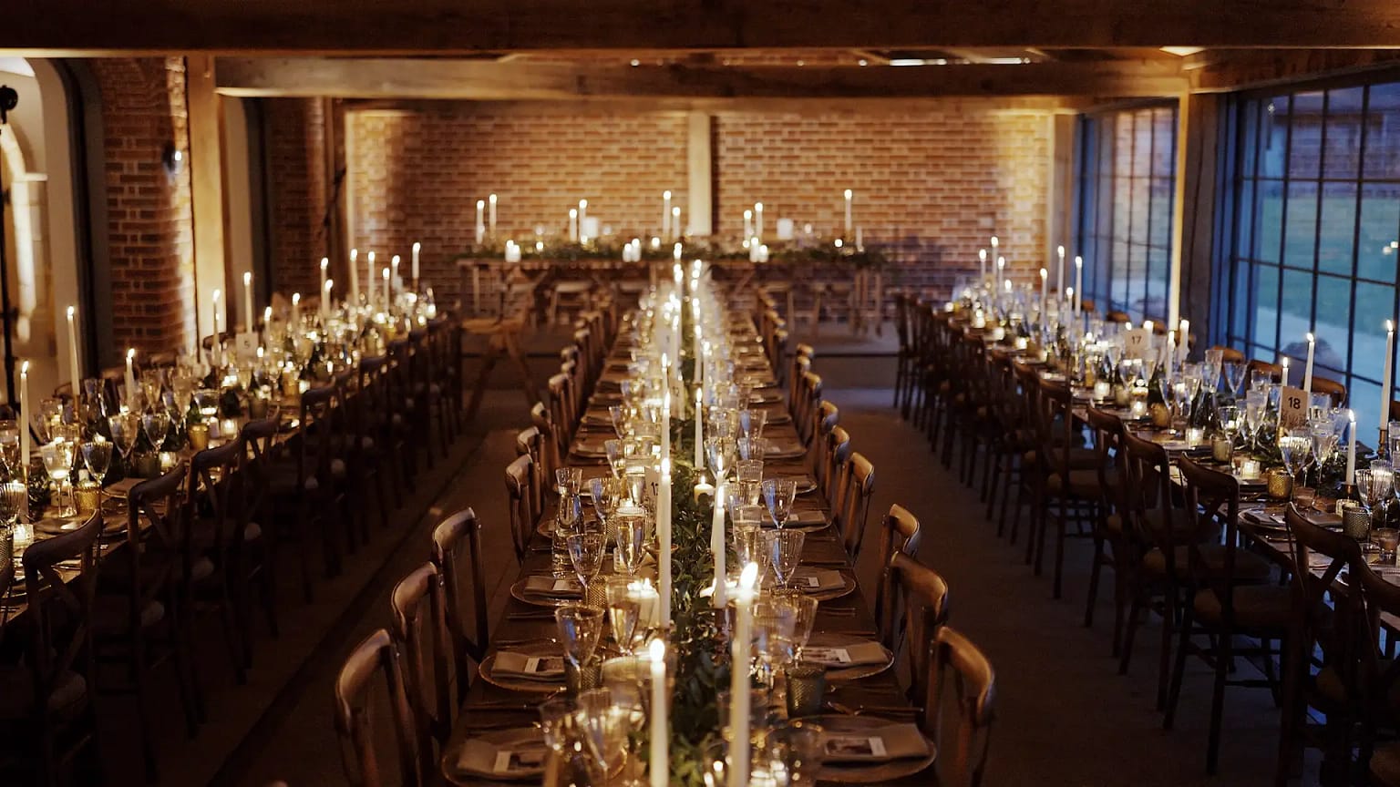 Elegant dining setup with candles and decorations