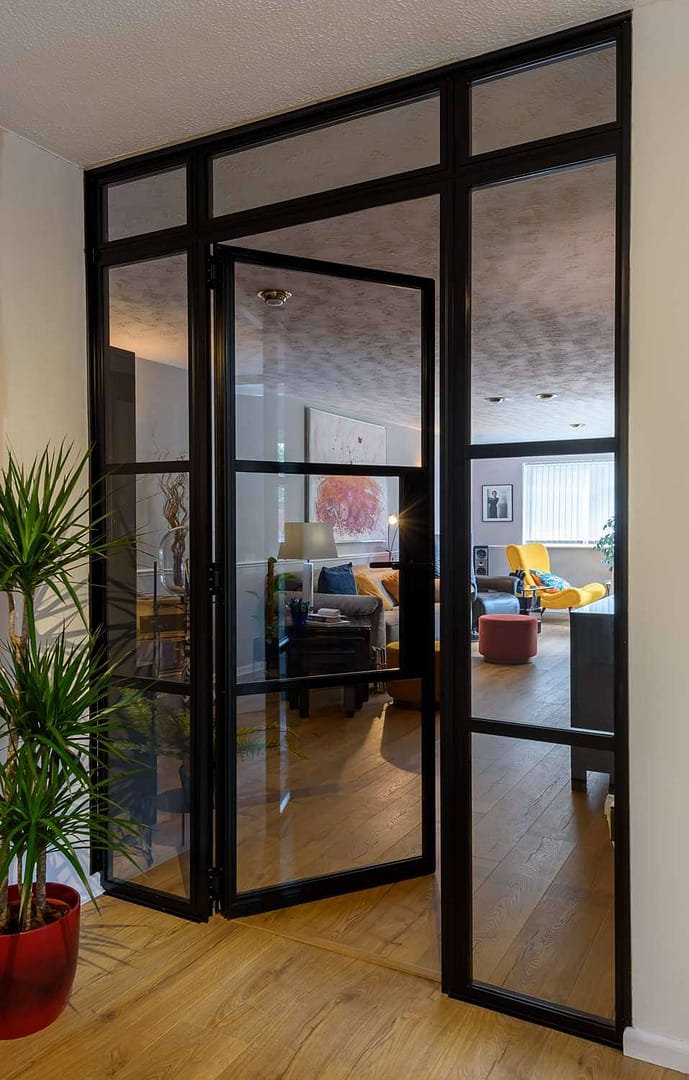 steel look internal glass doors