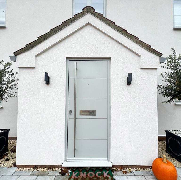 Aluminium entrance door in agate grey