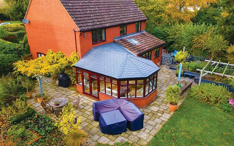 Tiled conservatory roof from above