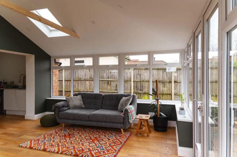 Interior view showing velux and tie-beam