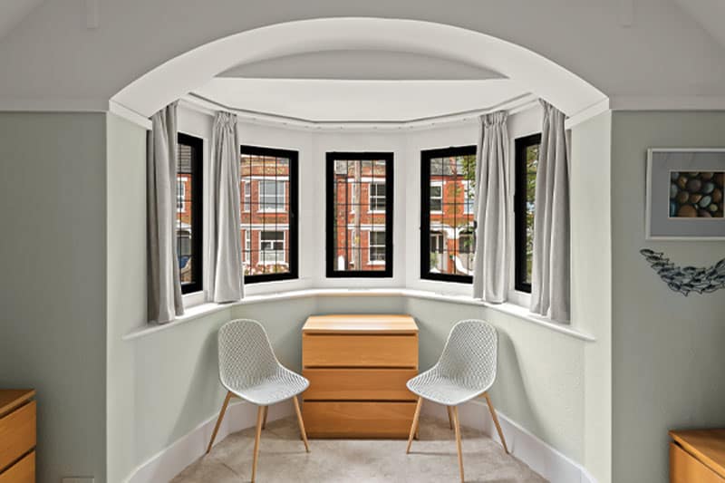 Black aluminium windows interior