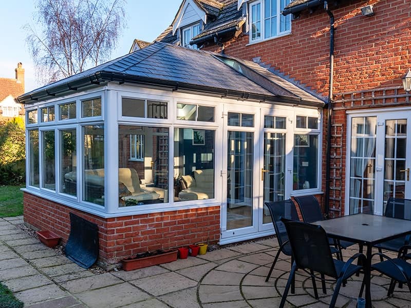 Exterior view of the new tiled roof