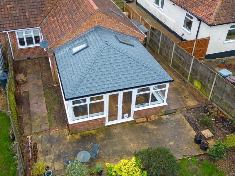 Exterior view grey tapco tiles